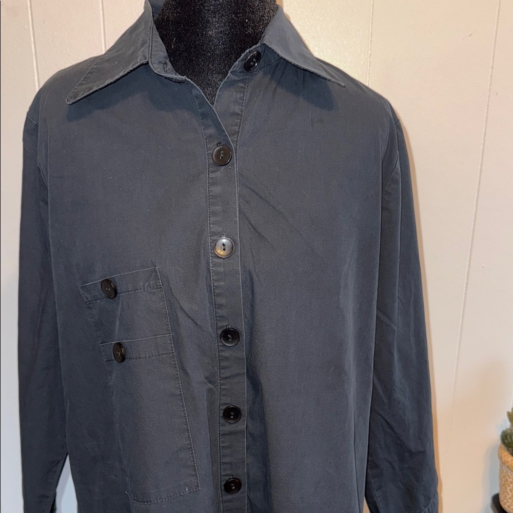 IC by Connie K Black Cotton Button Down Oversized Work Office Shirt S - Picture 6 of 9